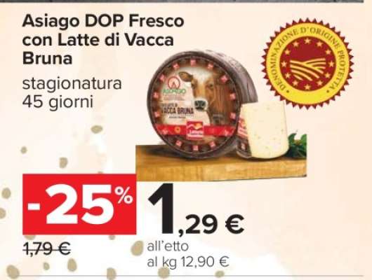 Asiago DOP Fresco con Latte di Vacca Bruna