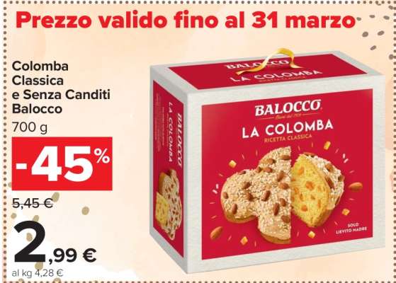 Colomba Classica e Senza Canditi Balocco