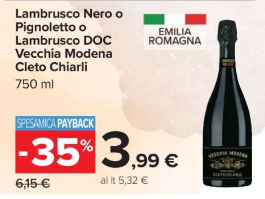 Lambrusco Nero o Pignoletto o Lambrusco DOC Vecchia Modena Cleto Chiarli