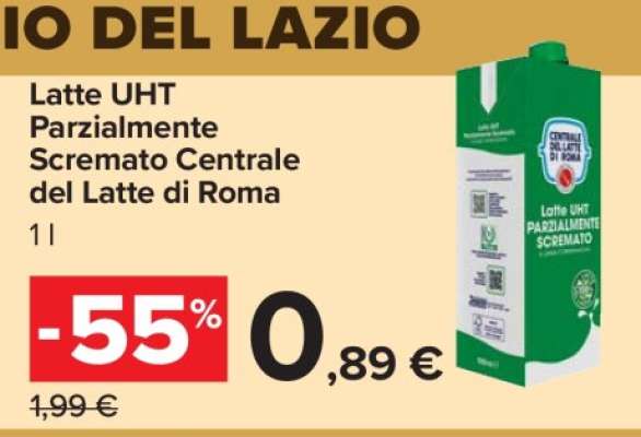 Latte UHT Parzialmente Scremato Centrale del Latte di Roma