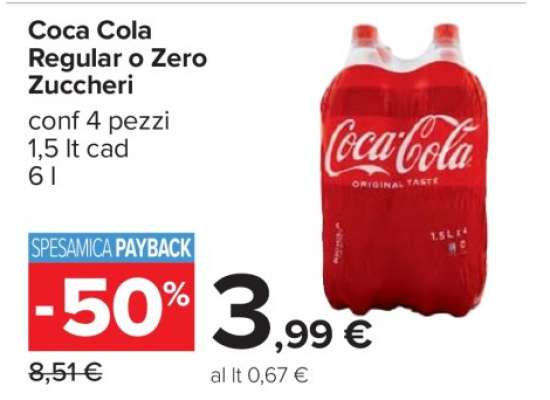 Coca Cola Regular o Zero Zuccheri