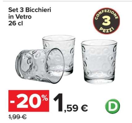 Set 3 Bicchieri in Vetro 26 cl
