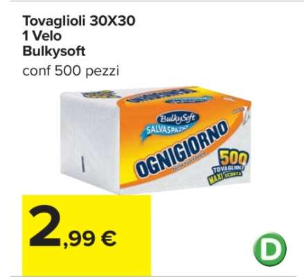 Tovaglioli 30X30 1 Velo Bulkysoft