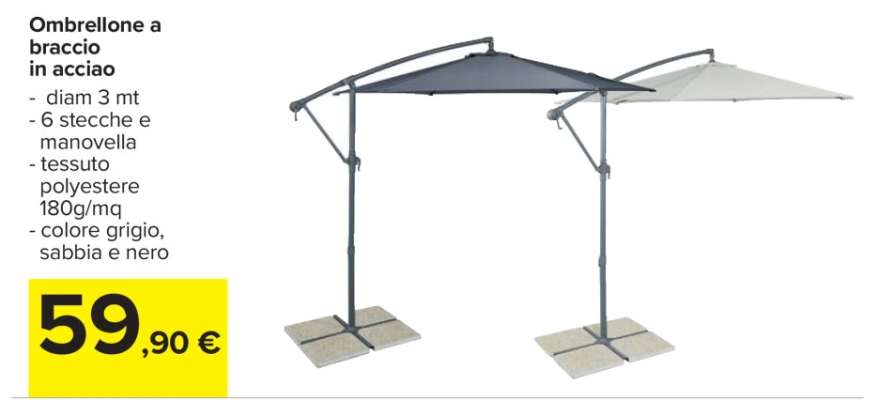 Ombrellone a braccio in acciaio