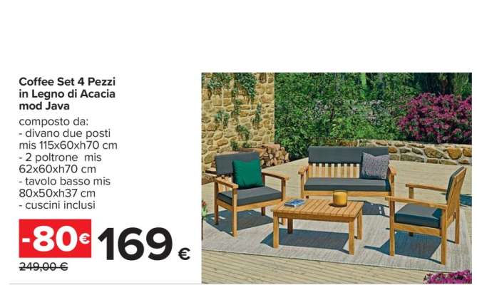 Coffee Set 4 Pezzi in Legno di Acacia mod Java