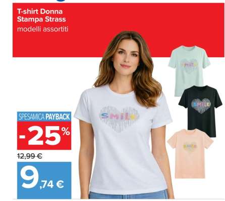 T-shirt Donna Stampa Strass