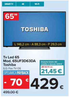 Tv Led 65 Mod. 65UF3D63DA Toshiba