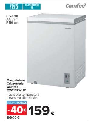Congelatore Orizzontale Comfeè RCC197WH2