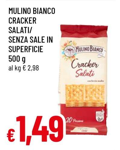 MULINO BIANCO CRACKER SALATI/ SENZA SALE IN SUPERFICIE