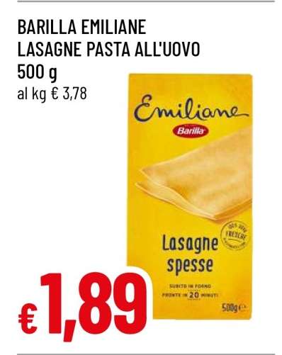 BARILLA EMILIANE LASAGNE PASTA ALL'UOVO