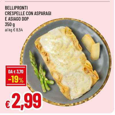 BELLIPRONTI CRESPELLE CON ASPARAGI E ASIAGO DOP