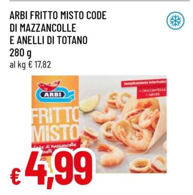 ARBI FRITTO MISTO CODE DI MAZZANCOLLE E ANELLI DI TOTANO