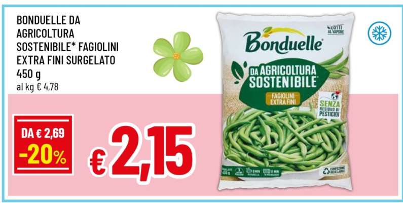 Bonduelle Da Agricoltura Sostenibile Fagiolini Extra Fini Surgelato 450 g