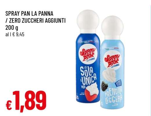 Spray Pan La Panna Zero Zuccheri Aggiunti