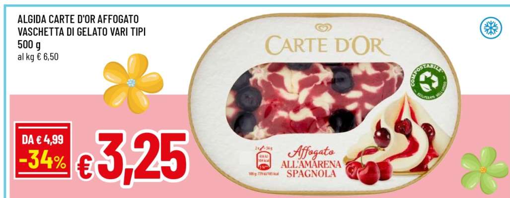 ALGIDA CARTE D'OR AFFOGATO VASCHETTA DI GELATO VARI TIPI