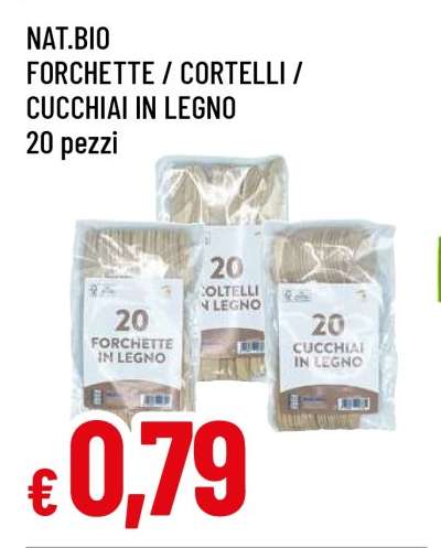 NAT.BIO FORCHETTE / CORTELLI / CUCCHIAI IN LEGNO