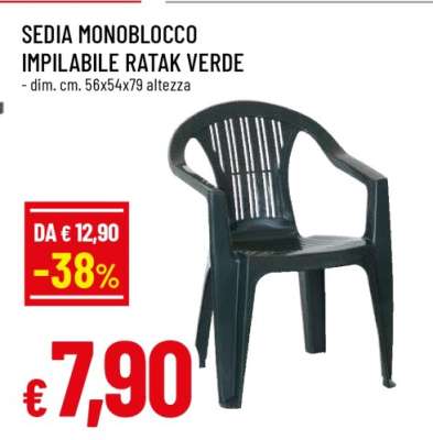 SEDIA MONOBLOCCO IMPILABILE RATAK VERDE