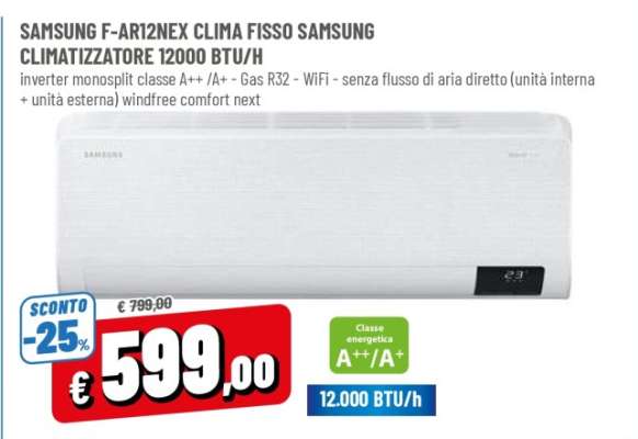 SAMSUNG F-AR12NEX CLIMA FISSO SAMSUNG CLIMATIZZATORE 12000 BTU/H
