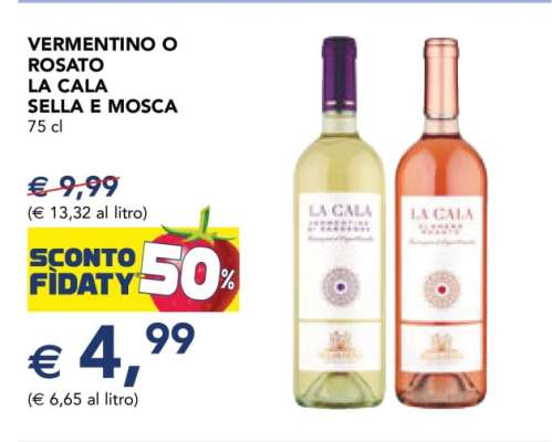 VERMENTINO O ROSATO LA CALA SELLA E MOSCA