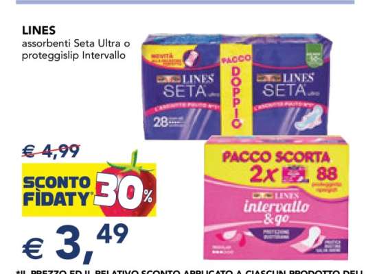 LINES assorbenti Seta Ultra o proteggislip Intervallo