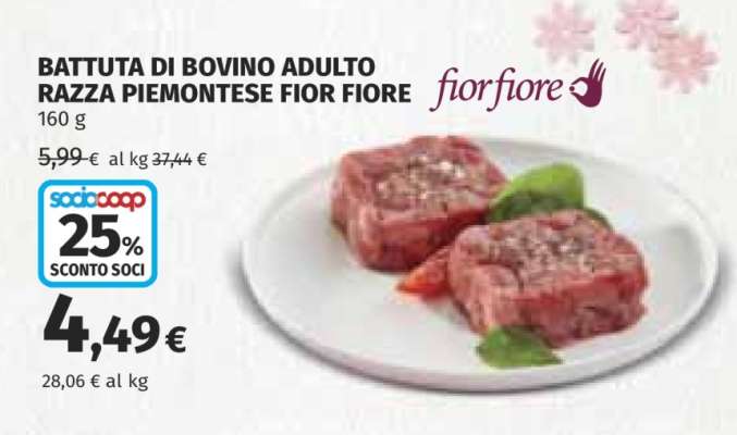 Battuta di Bovino Adulto Razza Piemontese Fior Fiore