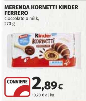 MERENDA KORNETTI KINDER FERRERO