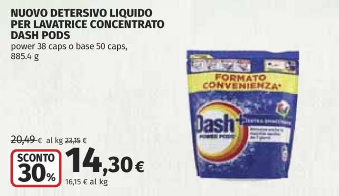NUOVO DETERSIVO LIQUIDO PER LAVATRICE CONCENTRATO DASH PODS