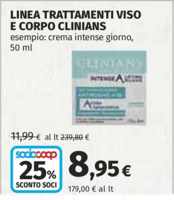 LINEA TRATTAMENTI VISO E CORPO CLINIANS