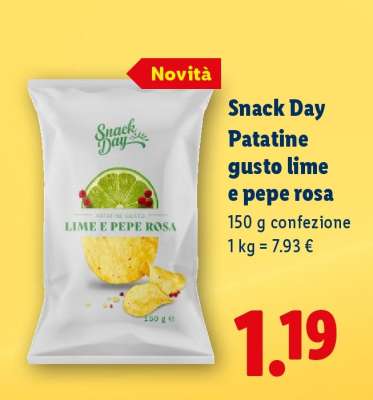 Snack Day Patatine gusto lime e pepe rosa