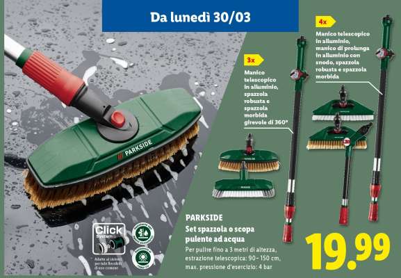 PARKSIDE Set spazzola o scopa pulente ad acqua