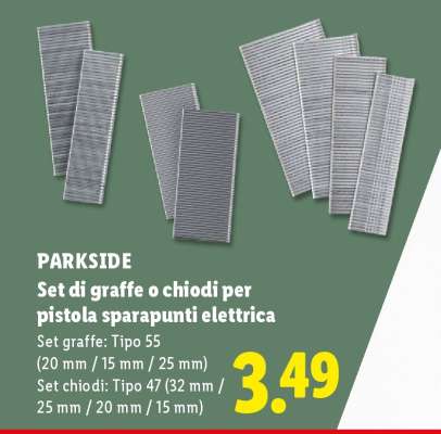 PARKSIDE Set di graffe o chiodi per pistola sparapunti elettrica