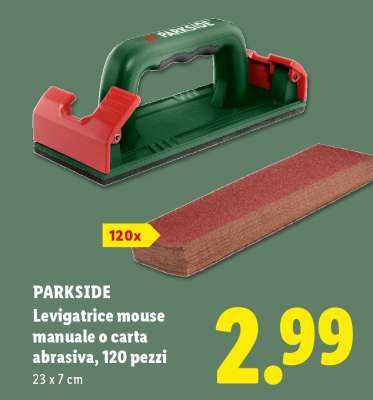 PARKSIDE Levigatrice mouse manuale o carta abrasiva, 120 pezzi
