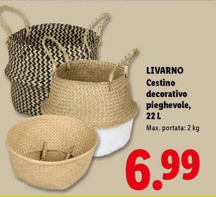 LIVARNO Cestino decorativo pieghevole, 22 L