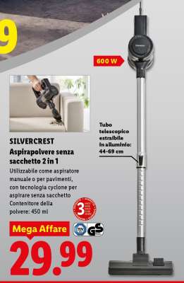 SILVERCREST Aspirapolvere senza sacchetto 2 in 1