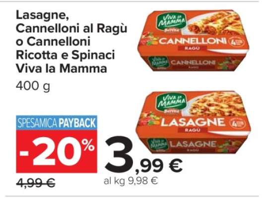 Lasagne, Cannelloni al Ragù o Cannelloni Ricotta e Spinaci Viva la Mamma