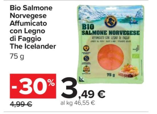 Bio Salmone Norvegese Affumicato con Legno di Faggio The Icelander