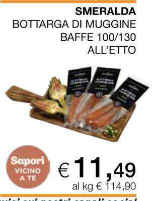 SMERALDA BOTTARGA DI MUGGINE BAFFE 100/130 ALL’ETTO