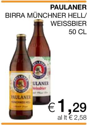 PAULANER BIRRA MÜNCHNER HELL/WEISSBIER