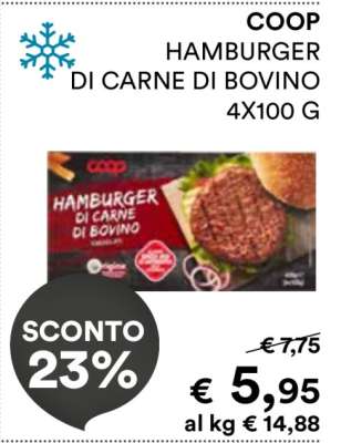 COOP HAMBURGER DI CARNE DI BOVINO 4X100 G