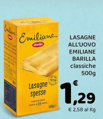 LASAGNE ALL'UOVO EMILIANE BARILLA classiche 500g