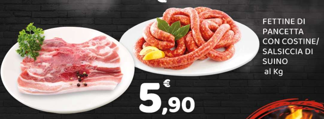 Fettine di pancetta con costine/salsiccia di suino