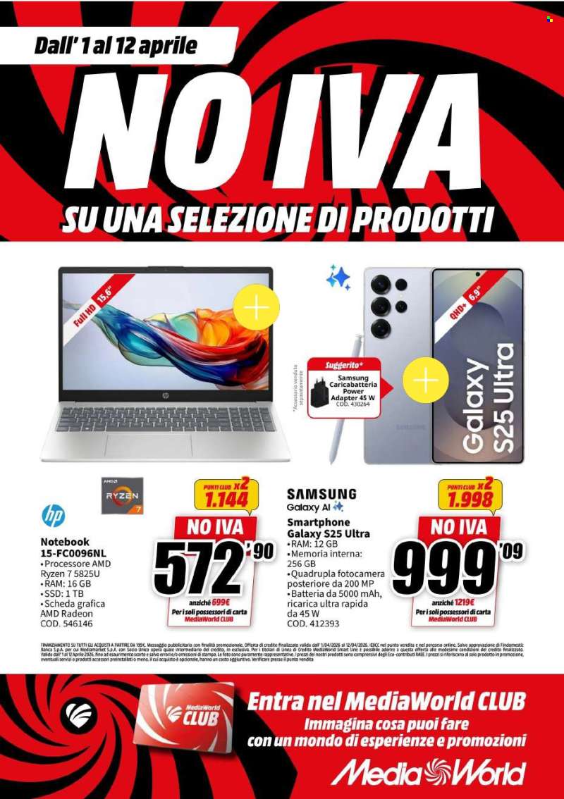 Volantino MediaWorld - 1/4/2026 - 12/4/2026.
