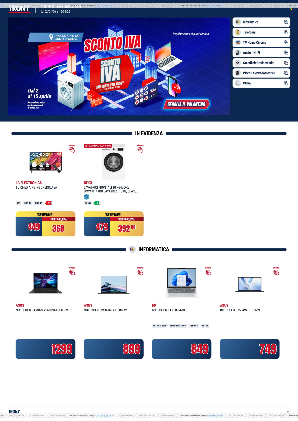 Volantino Trony - 2/4/2026 - 15/4/2026. Pagina 1