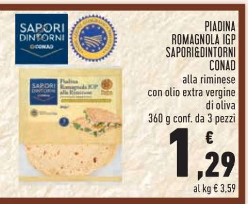 PIADINA ROMAGNOLA IGP SAPORI&DINTORNI CONAD