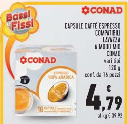 CONAD CAPSULE CAFFÈ ESPRESSO COMPATIBILI LAVAZZA A MODO MIO