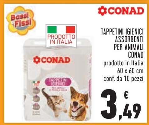 CONAD TAPPETINI IGIENICI ASSORBENTI PER ANIMALI