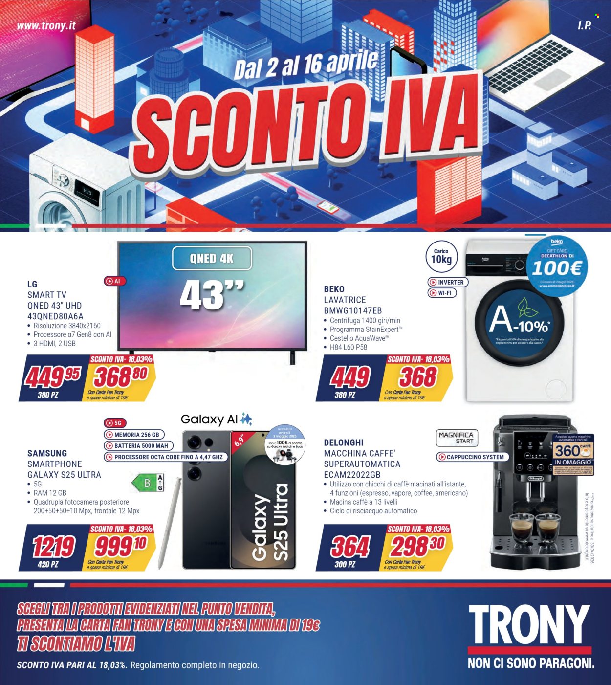 Volantino Trony - 2/4/2026 - 16/4/2026. Pagina 1