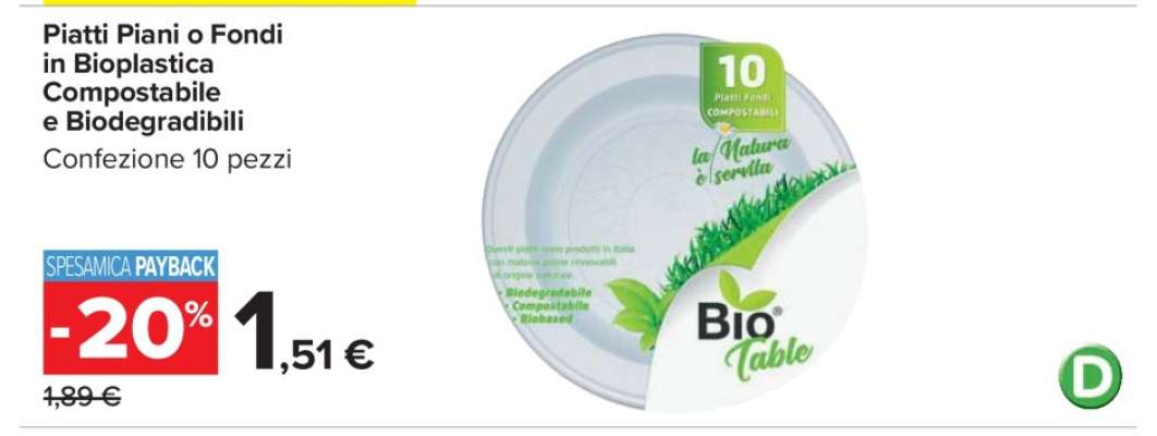 Piatti Piani o Fondi in Bioplastica Compostabile e Biodegradibili