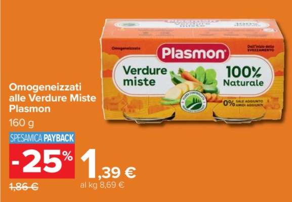 Omogeneizzati alle Verdure Miste Plasmon