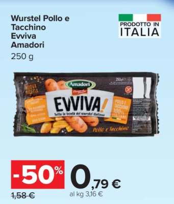 Wurstel Pollo e Tacchino Evviva Amadori